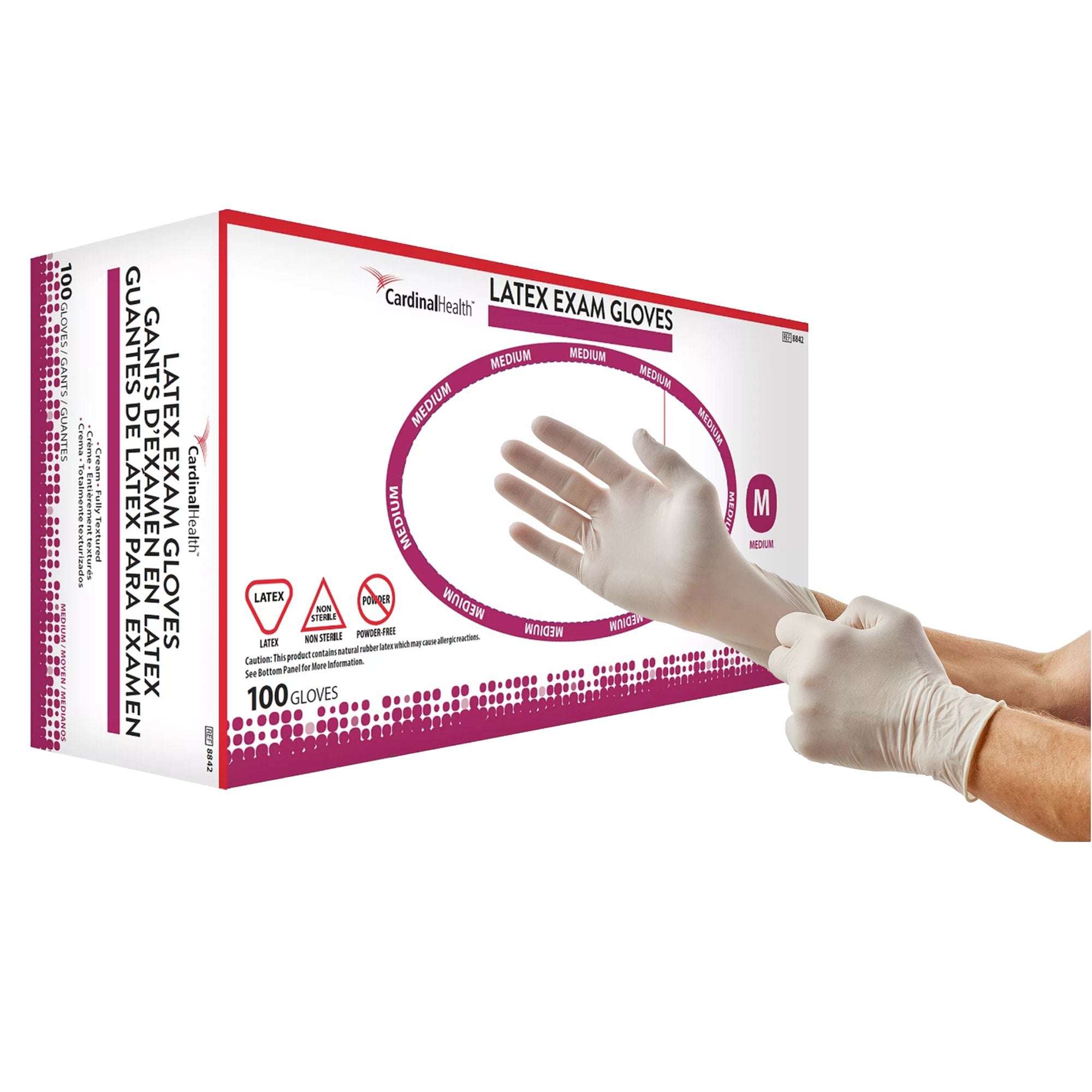 Cardinal - Exam Glove Positive Touch® Medium NonSterile Latex Standard Cuff Length Fully Textured Ivory Not Rated [1000/CS]