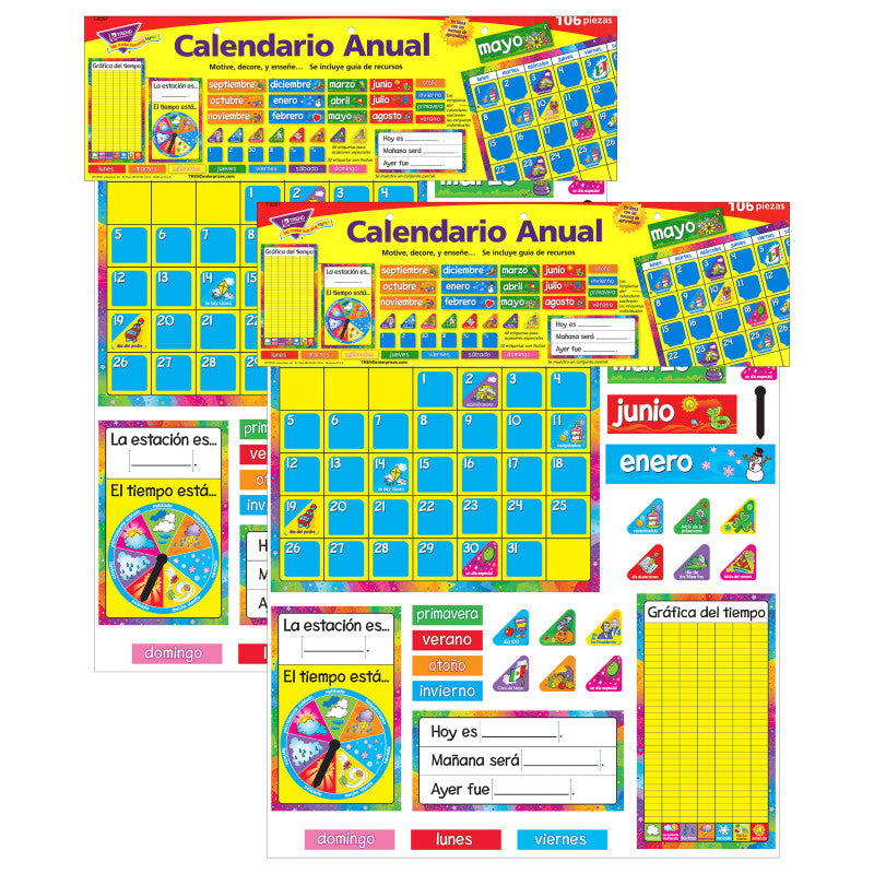 TREND - Calendario Anual (Spanish) Bulletin Board Set, 2 Sets