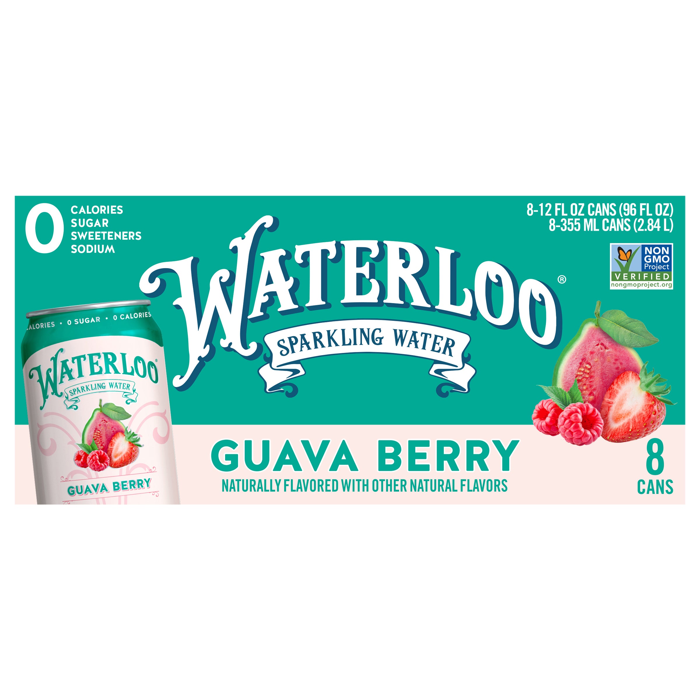 Waterloo Guava Berry Sparkling Water - 8pk / 12 fl oz Cans - Case of 3