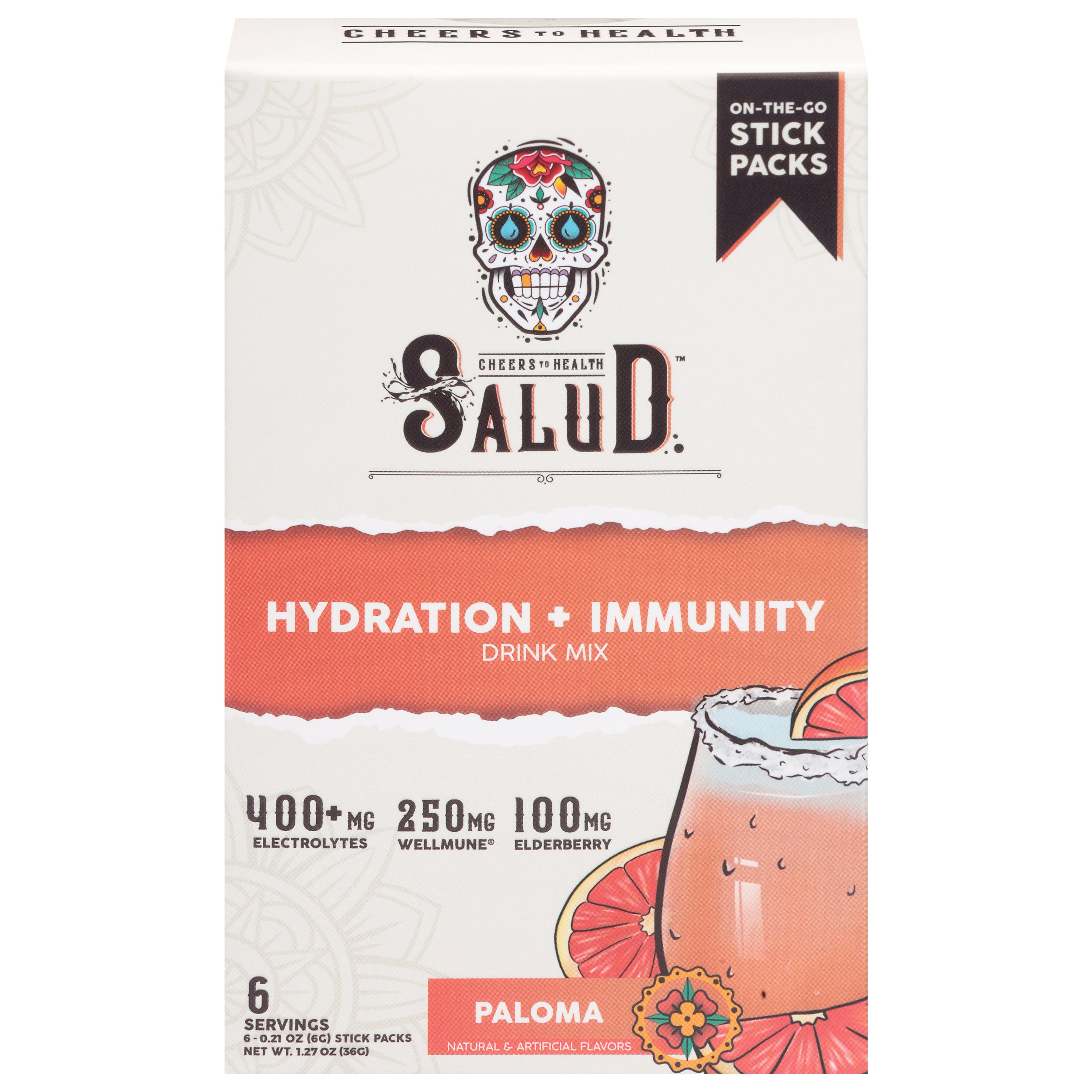 Salud Hydration + Immunity Paloma Drink Mix 6 - 0.21 oz Stick Packs - Case of 12