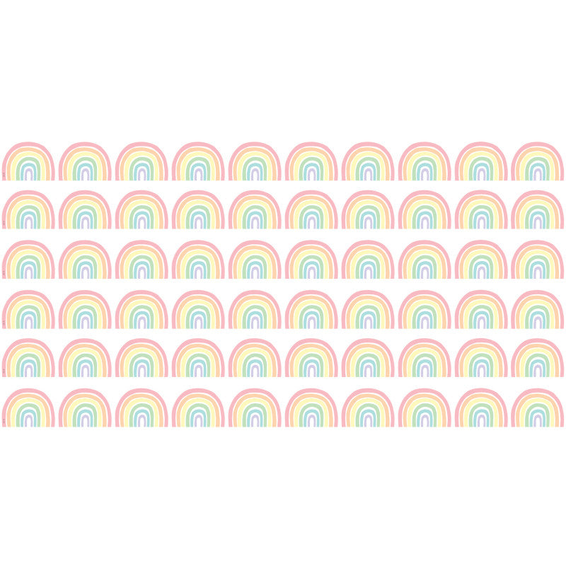 TEACHER CREATED RESOURCES - Pastel Pop Rainbows Die-Cut Border Trim, 35 Feet Per Pack, 6 Packs