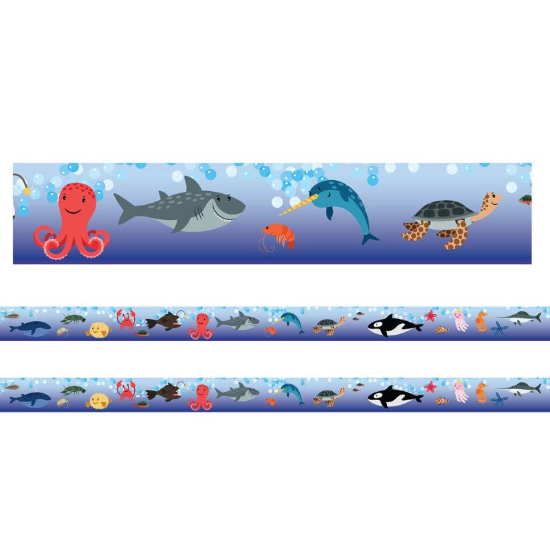 CHARLES LEONARD - Borders/Trims, Magnetic, Rectangle Cut - 1-1/2" x 24", Sea Life Theme, 24' per Pack, 2 Packs