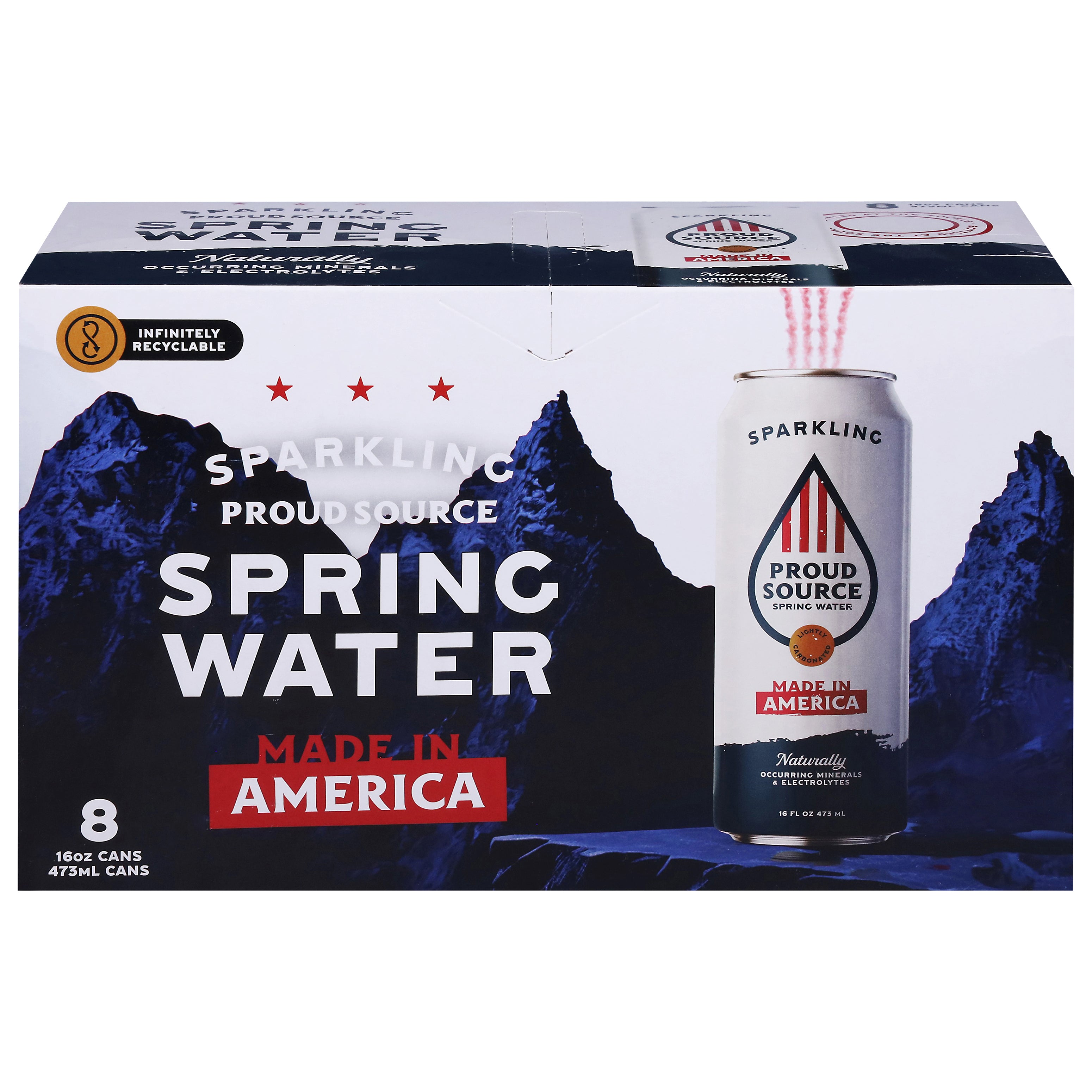 Proud Source Sparkling Spring Water 8 - 16 oz Cans - Case of 3