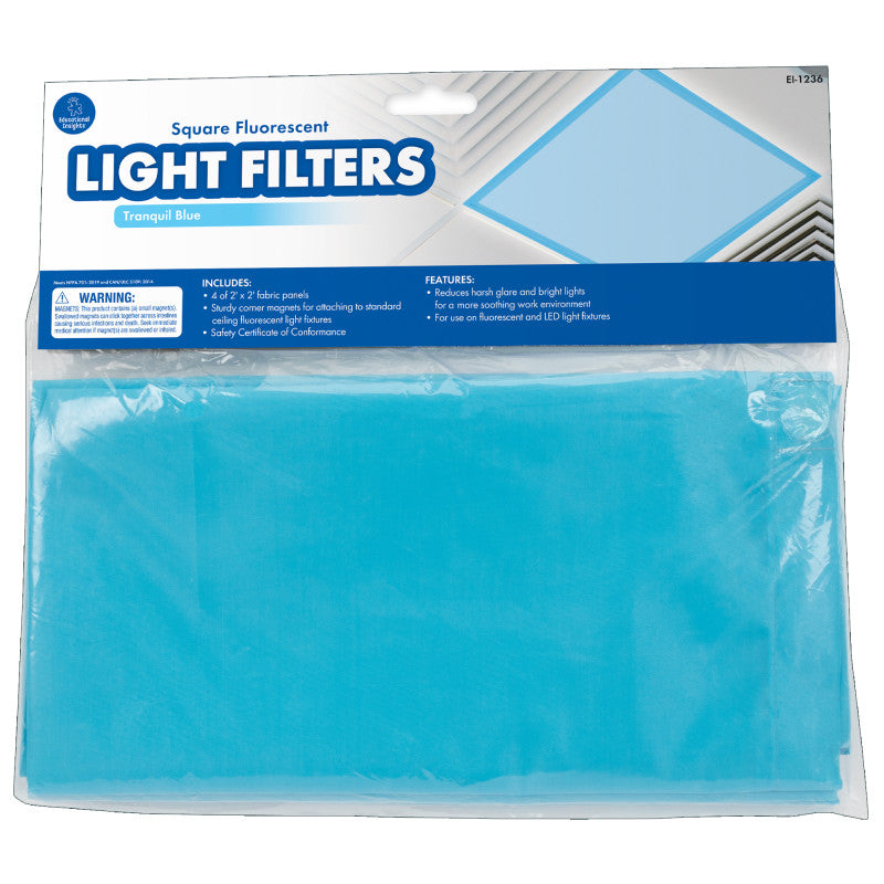 EDUCATIONAL INSIGHTS - Classroom Light Filters, 2' x 2', Tranquil Blue, Set of 4