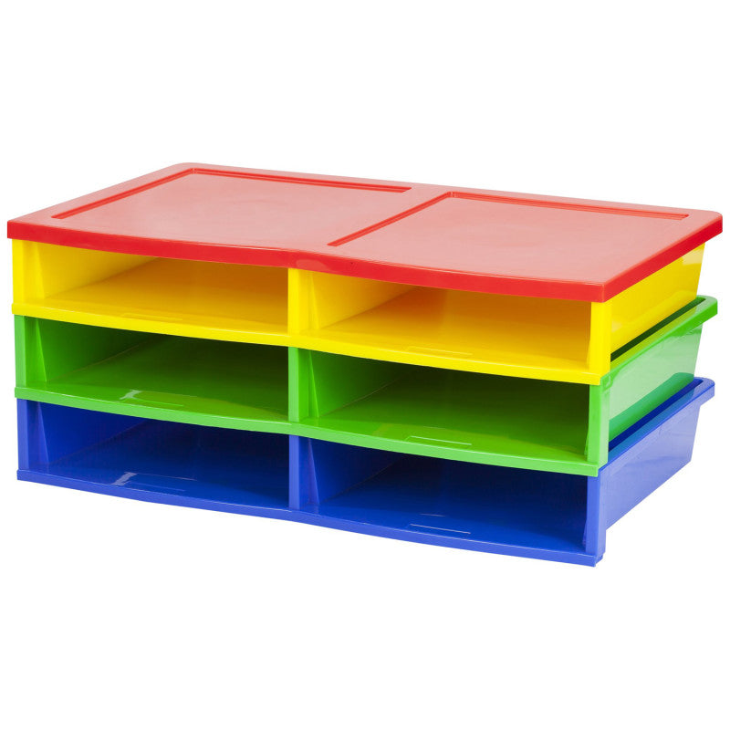 STOREX - Quick Stack Literature Organizer, 6 Compartments, Classroom Colors