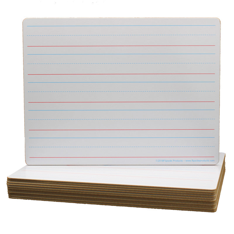 FLIPSIDE PRODUCTS - Two-Sided Dry Erase Board, Plain/Ruled, 9" x 12", Classpack of 12