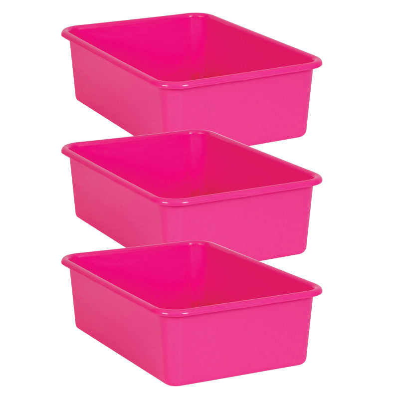 TEACHER CREATED RESOURCES - Pink Large Plastic Storage Bin, Pack of 3