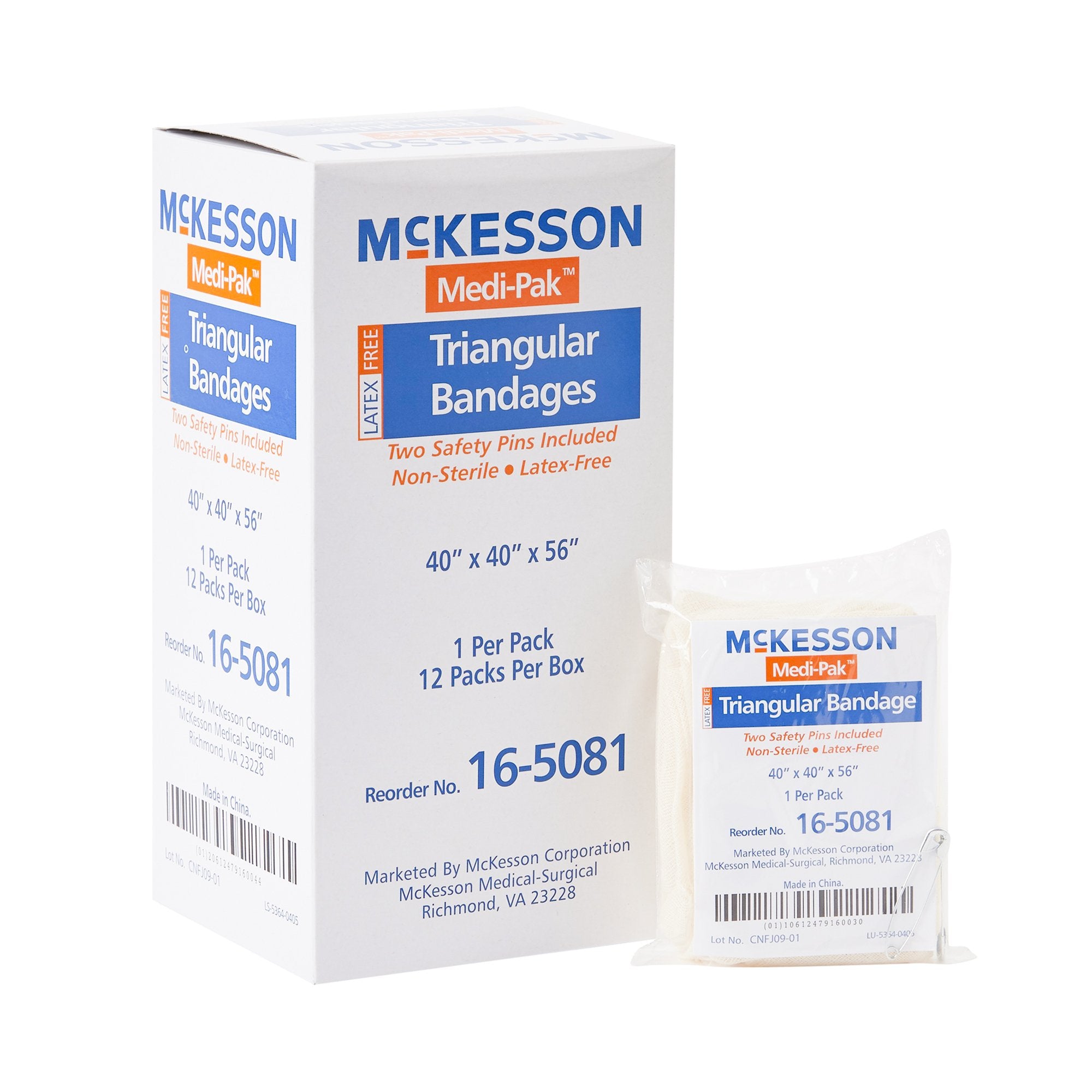 McKesson Brand - Triangular Bandage / Arm Sling McKesson Safety Pin One Size Fits Most [1/EA]