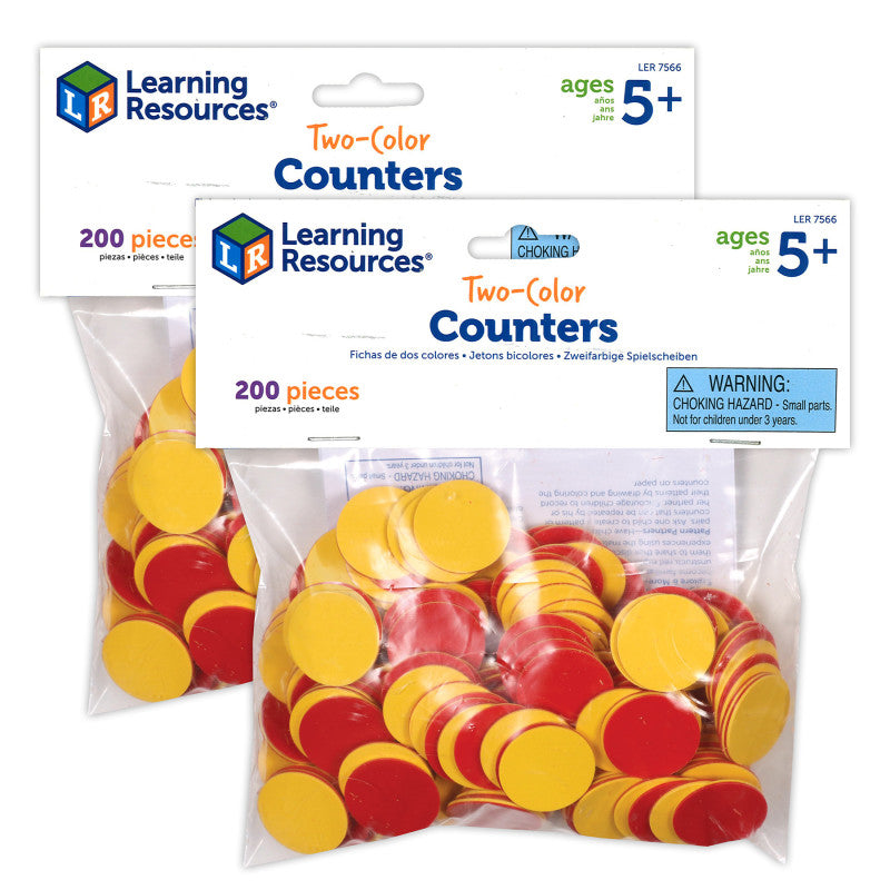 LEARNING RESOURCES - Two-Color Counters, Red and Yellow, 200 Per Pack, 2 Packs