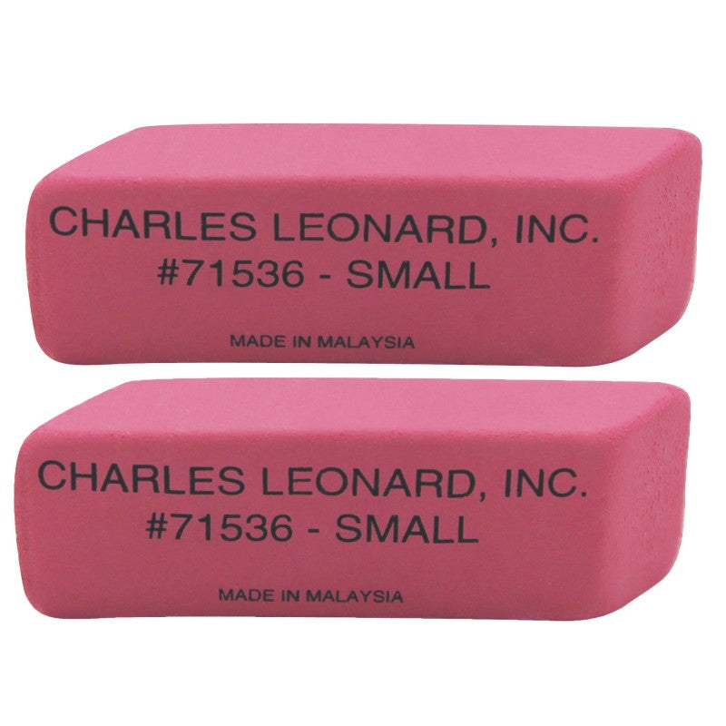 CHARLES LEONARD - Small Natural Rubber Pink Wedge Eraser, 36 Per Pack, 2 Packs