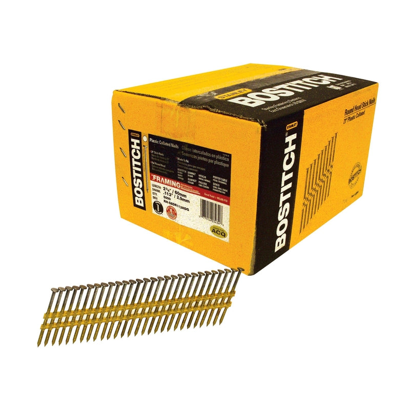 STANLEY BOSTITCH - Stanley Bostitch 2-3/8 in. 10 Ga. Plastic Strip Hot-Dip Galvanized Framing Nails 21 deg 5,000 pk