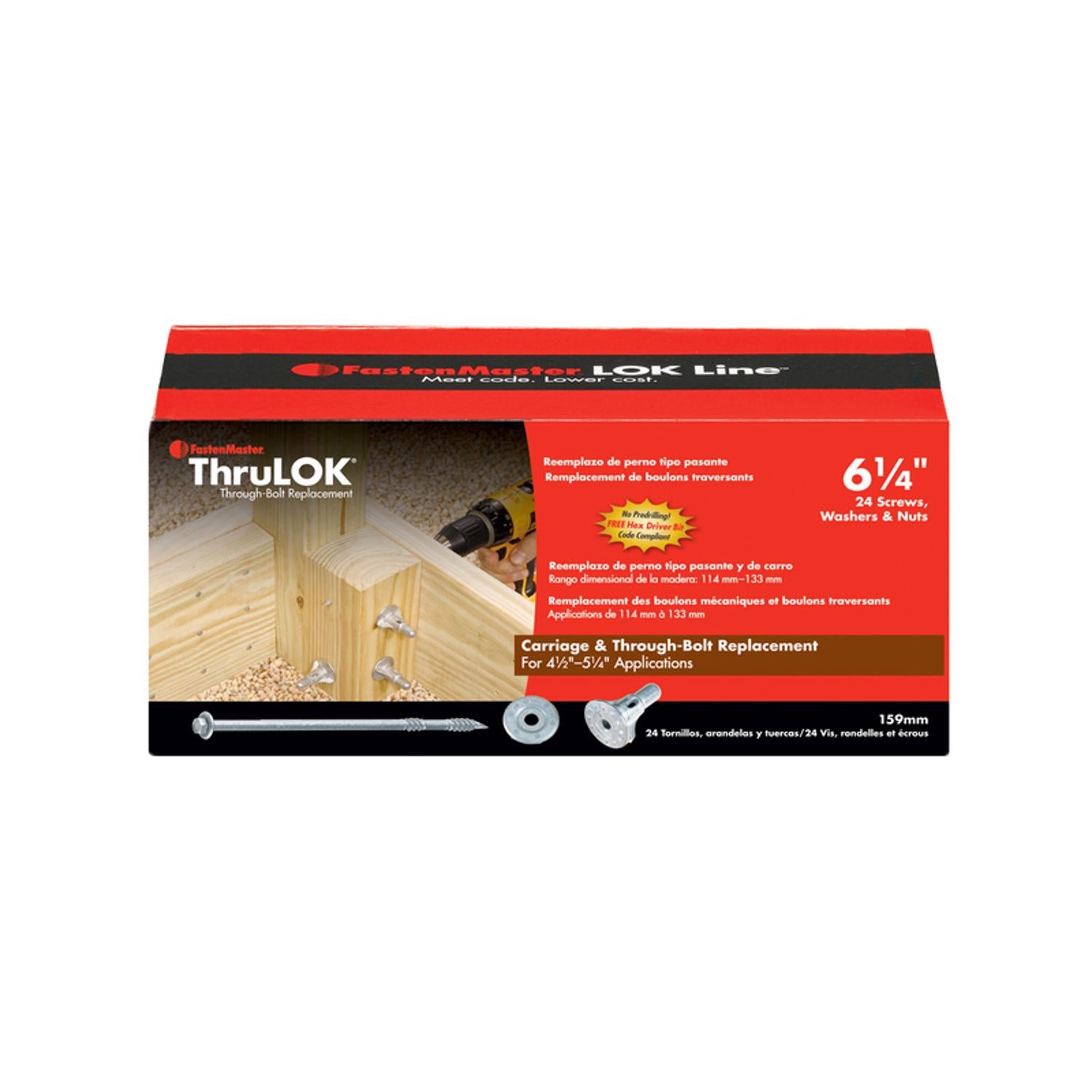 FastenMaster ThruLok No. 14 X 6.25 in. L Hex Galvanized Coarse Wood Screws 24 pk