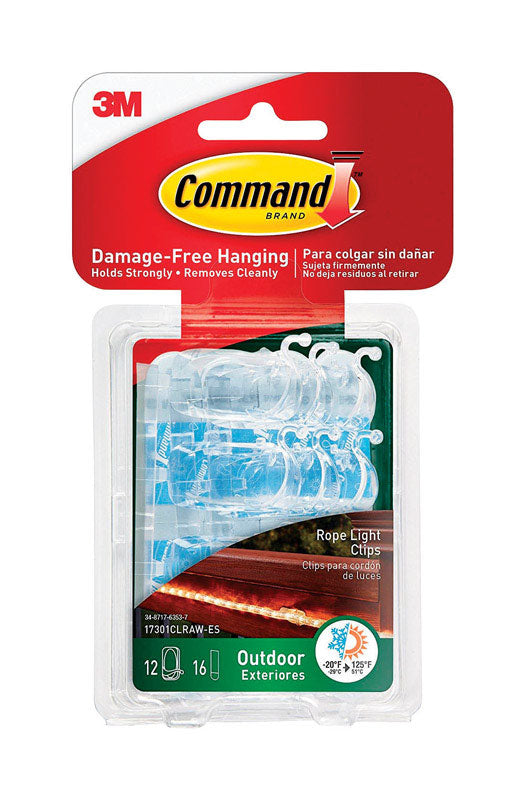 COMMAND - 3M Command Small Plastic Light Clips 1.33 in. L 12 pk