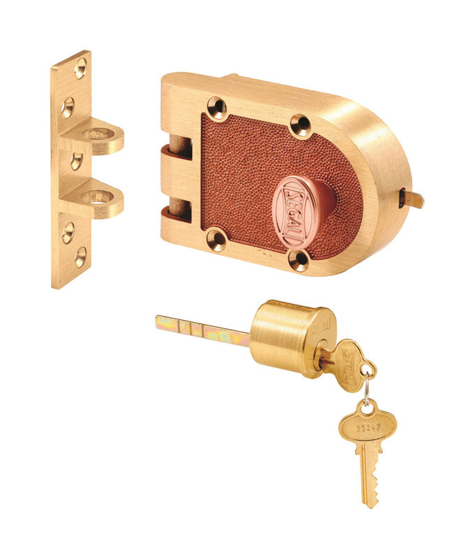 PRIME-LINE - Prime-Line Segal Brushed Brass Solid Bronze Alloy Single Cylinder Deadbolt Keyed Differently