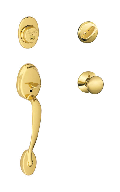 SCHLAGE - Schlage Plymouth Bright Brass Handleset Right or Left Handed [F60PLY605]