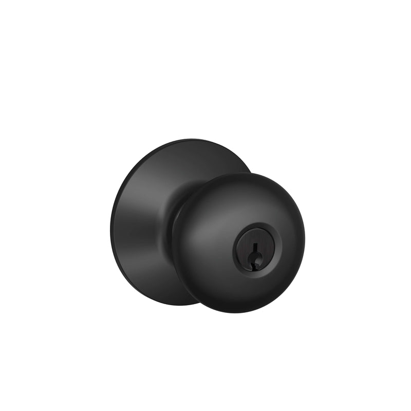 SCHLAGE - Schlage Plymouth Matte Black Entry Knobs Key: K4 1-3/4 in.