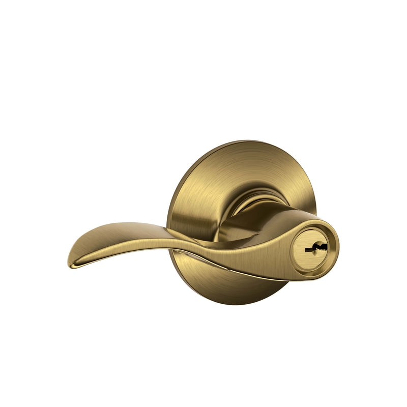 SCHLAGE - Schlage Accent Antique Brass Entry Lever KA4 1-3/4 in.