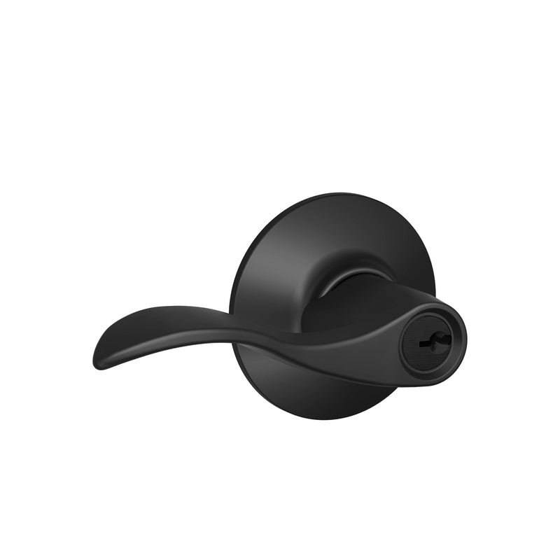 SCHLAGE - Schlage Accent Matte Black Entry Lever Key: K4 1-3/4 in.