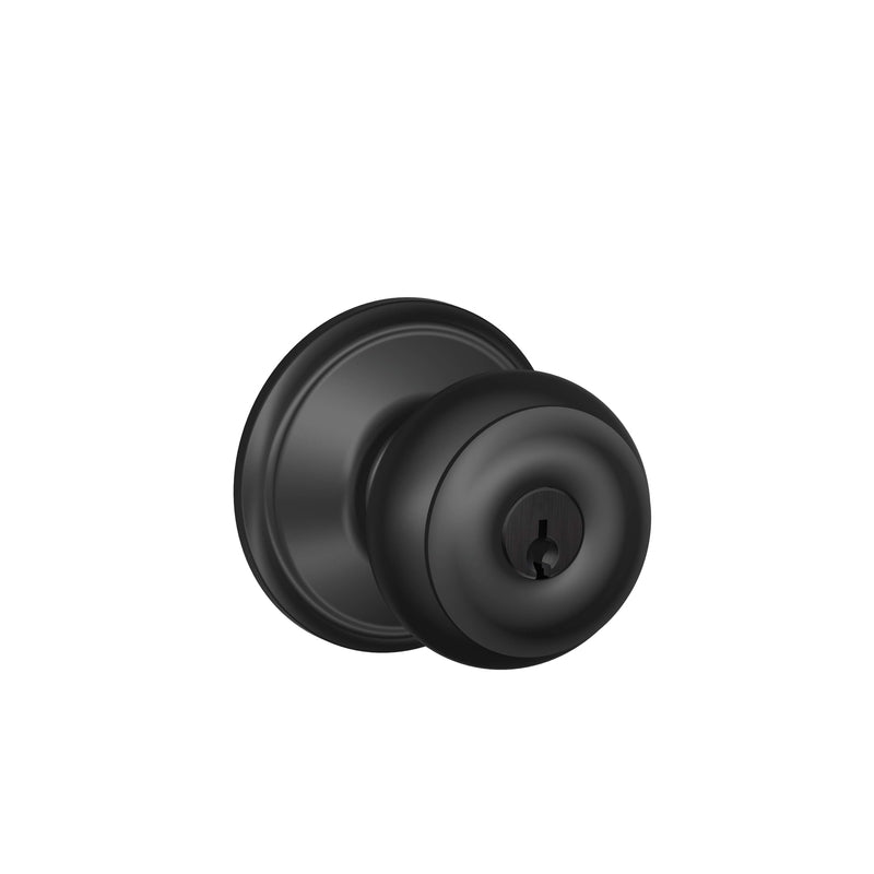 SCHLAGE - Schlage Georgian Matte Black Entry Knobs 1-3/4 in.