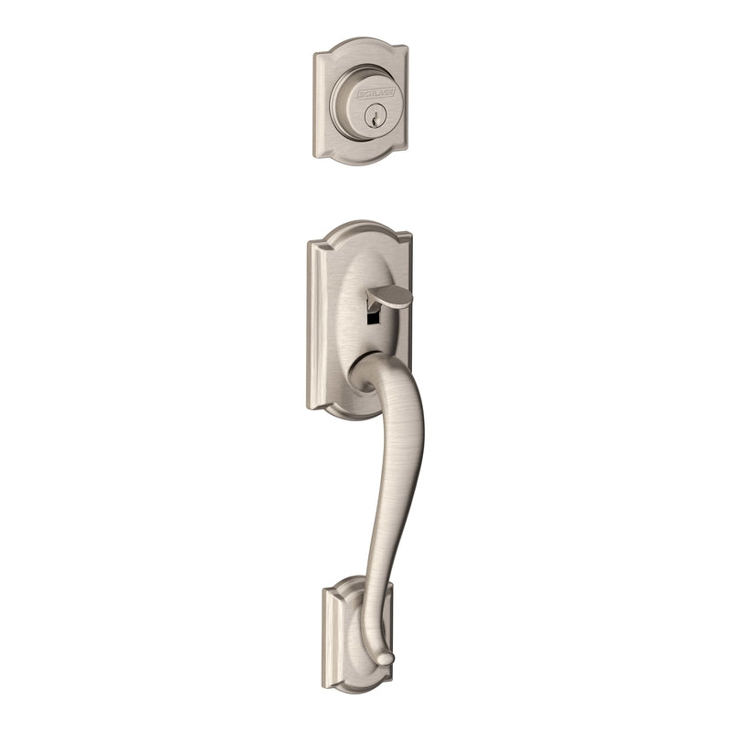 SCHLAGE - Schlage Camelot Satin Nickel Handleset Right or Left Handed [F58CAM619]