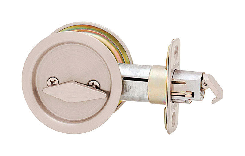 KWIKSET - Kwikset Satin Nickel Metal Indoor Round Bed/Bath Pocket Door Lock