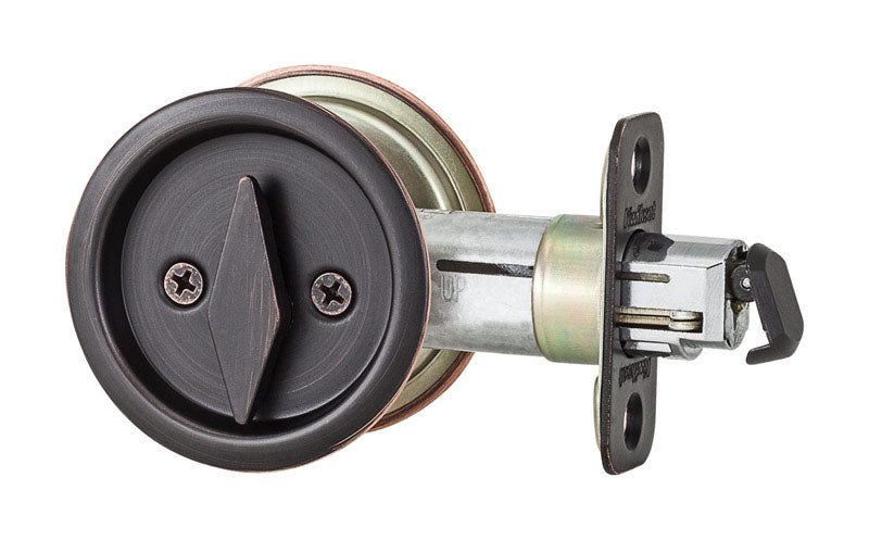 KWIKSET - Kwikset Venetian Bronze Metal Indoor Round Bed/Bath Pocket Door Lock