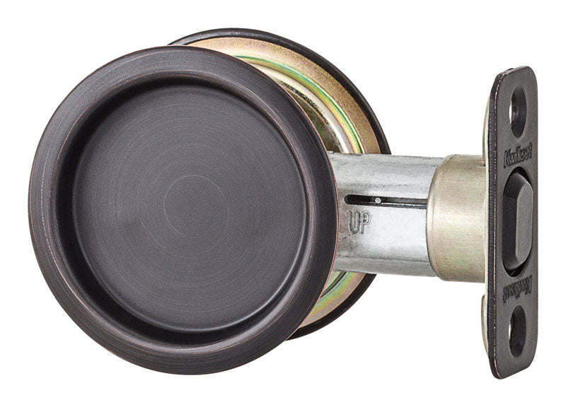 KWIKSET - Kwikset Oil Rubbed Bronze Metal Indoor Round Pocket Door Lock