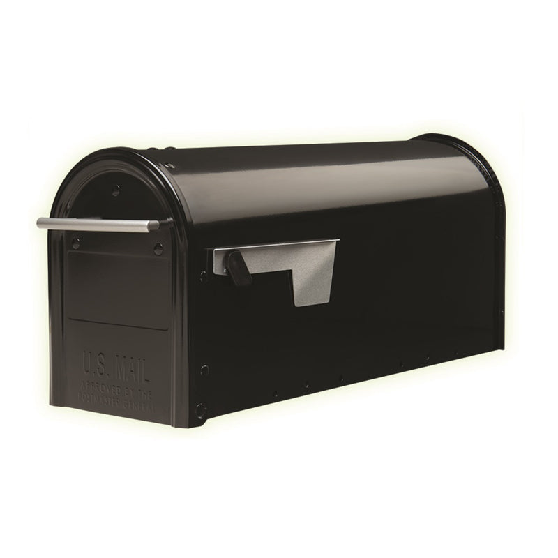 GIBRALTAR - Gibraltar Mailboxes Franklin Contemporary Galvanized Steel Post Mount Black Mailbox