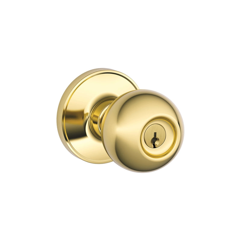 SCHLAGE - Schlage Dexter Corona Bright Brass Entry Knobs 1-3/4 in.