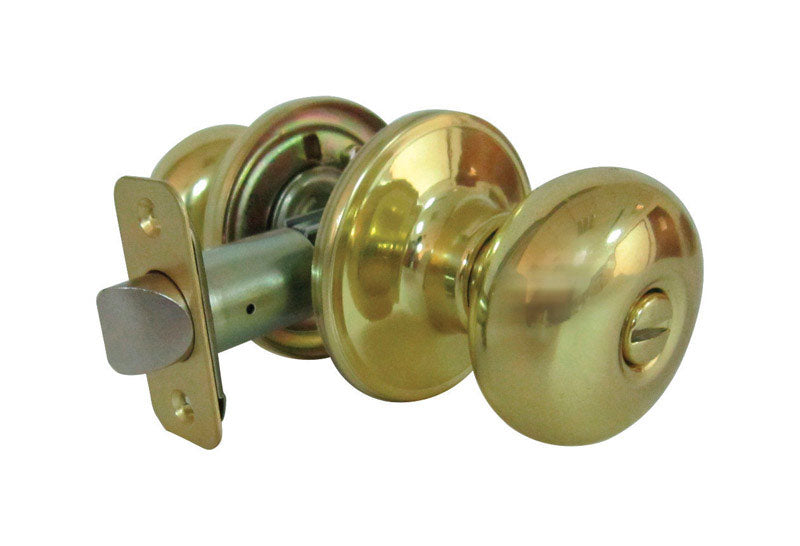 FAULTLESS - Faultless Mushroom Polished Brass Privacy Knob Right Handed