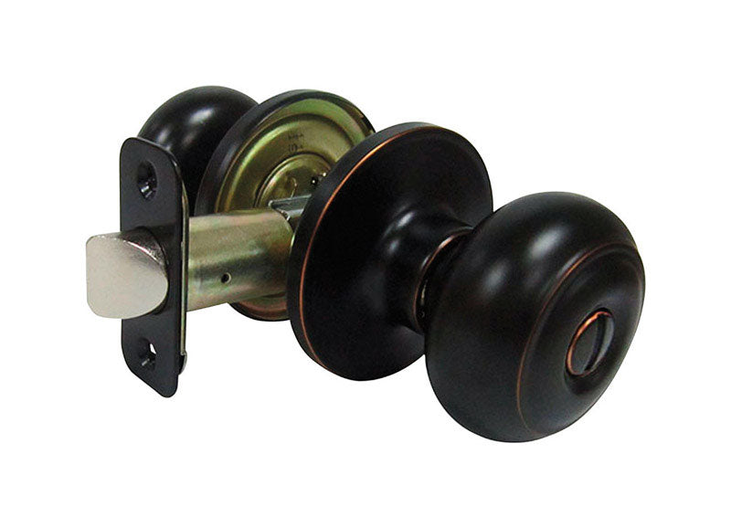 FAULTLESS - Faultless Fancy Mushroom Aged Bronze Privacy Knob Right Handed