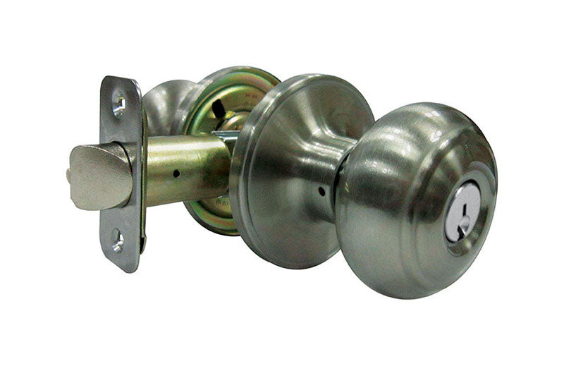 FAULTLESS - Faultless Fancy Mushroom Satin Nickel Entry Knobs Right Handed