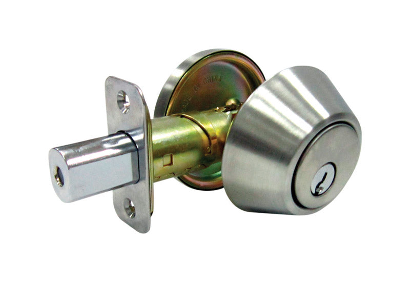 FAULTLESS - Faultless Satin Stainless Steel Single Cylinder Deadbolt 1-3/4 in in.