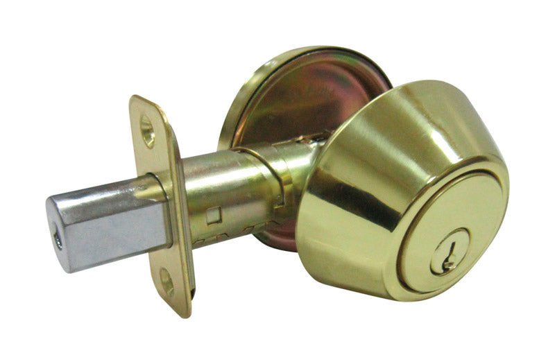 FAULTLESS - Faultless Polished Brass Single Cylinder Deadbolt 1-3/4 in in.