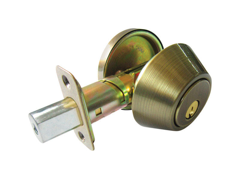 FAULTLESS - Faultless Antique Brass Single Cylinder Deadbolt 1-3/4 in in.