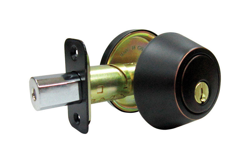 FAULTLESS - Faultless Aged Bronze Single Cylinder Deadbolt 1-3/4 in in.