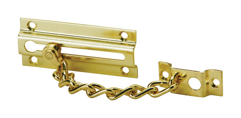 IVES - Ives 1-7/16 in. H X 3-3/8 in. L Polished Brass Brass Chain Door Guard