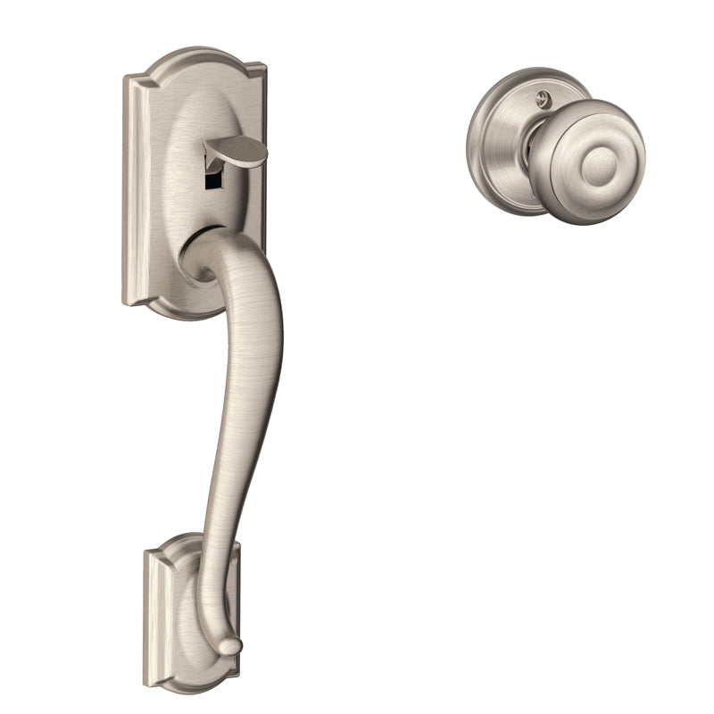 SCHLAGE - Schlage Camelot Satin Nickel Deadbolt and Entry Door Knob 1.75 in.