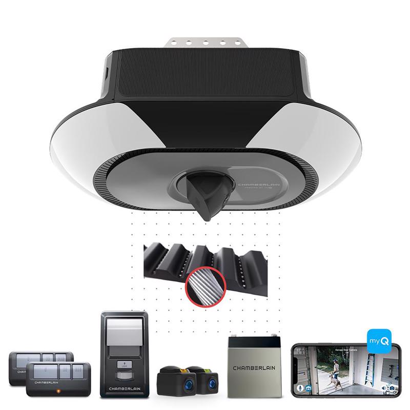 CHAMBERLAIN - Chamberlain Secure View 1.25 HP Belt Drive WiFi Compatible Smart-Enabled Garage Door Opener