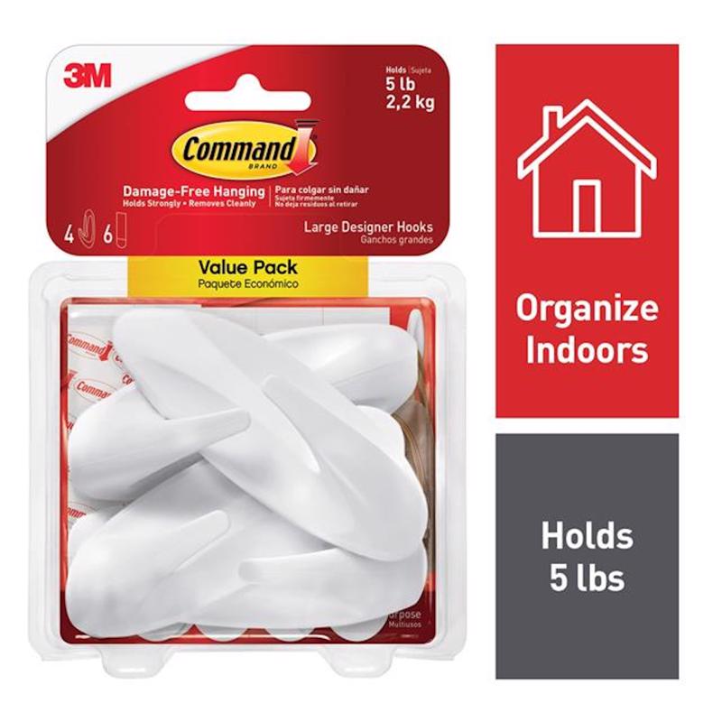 3M - 3M Command Large Plastic Designer Hooks 4.125 in. L 4 pk