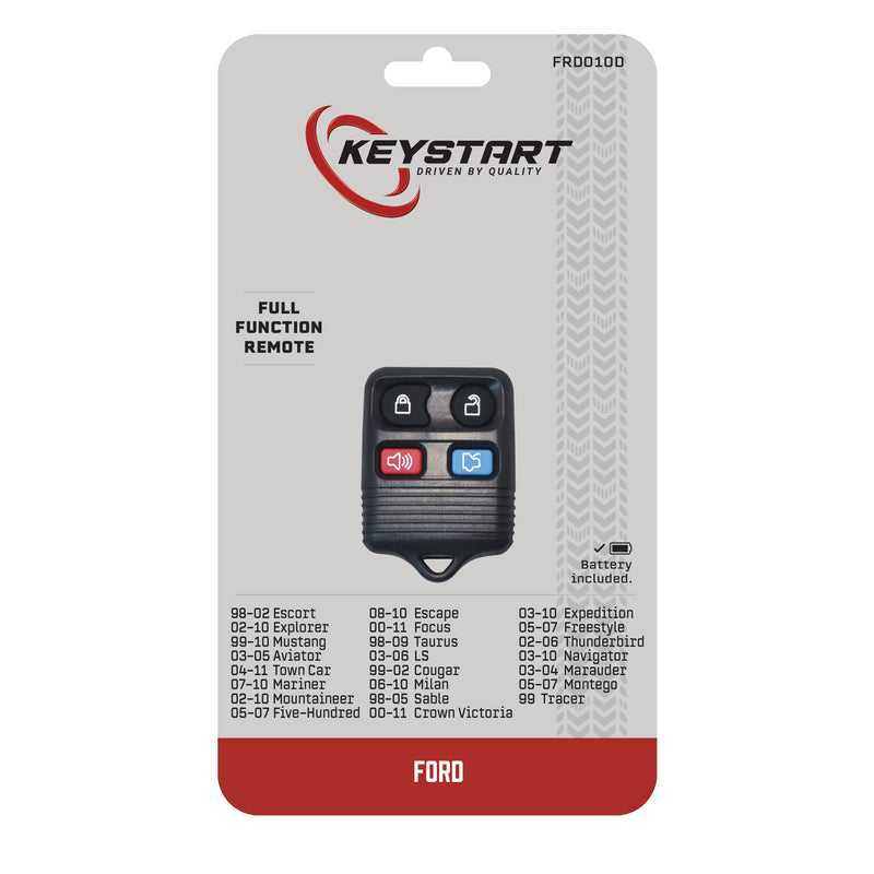 HILLMAN - KeyStart Self Programmable Remote Automotive Replacement Key FRD010 Double For Ford