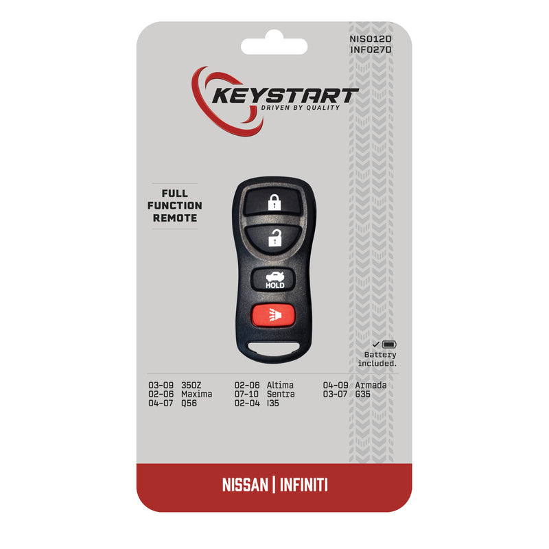 HILLMAN - KeyStart Self Programmable Remote Automotive Replacement Key NIS012 Double For Nissan Infiniti