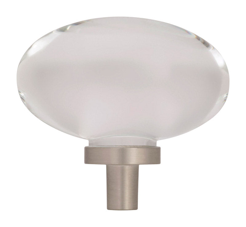 AMEROCK - Amerock Glacio Oval Cabinet Knob 1-3/16 in. Satin Nickel 1 pk