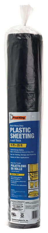 FROST KING - Frost King Plastic Sheeting 4 mil X 15  W X 25 ft. L Plastic Black