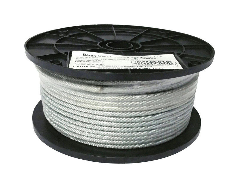 BARON - Baron Clear Vinyl Galvanized Steel 1/8 in. D X 250 ft. L Aircraft Cable