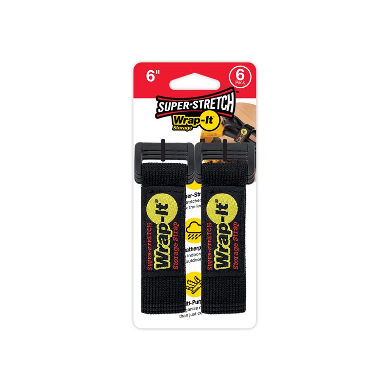 WRAP-IT - Wrap-It Super-Stretch 1 in. W X 6 in. L Black Stretch Storage Straps 10 lb 6 pk