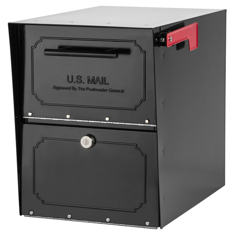 ARCHITECTURAL MAILBOXES - Architectural Mailboxes Oasis Classic Galvanized Steel Post Mount Black Mailbox