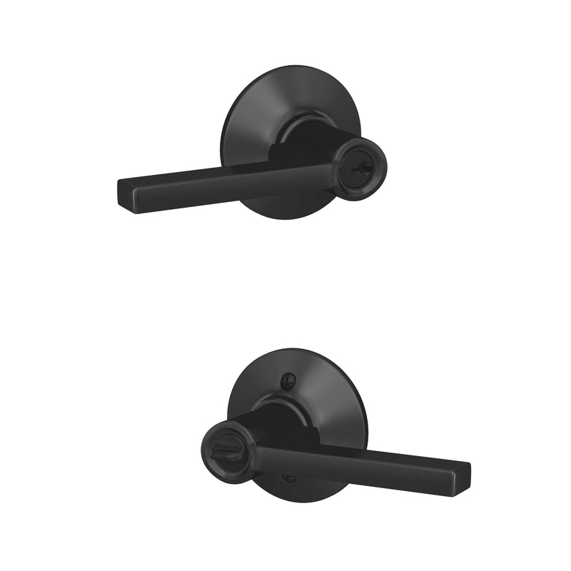 SCHLAGE - Schlage Latitude Matte Black Entry Lever 1-3/4 in.