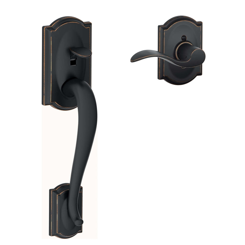 SCHLAGE - Schlage Camelot Aged Bronze Handleset Right or Left Handed [FE285GCAM716ACC]