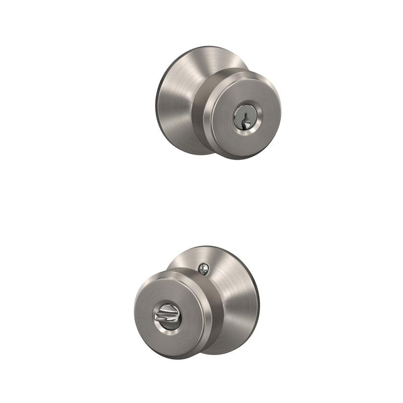 SCHLAGE - Schlage Bowery Satin Nickel Entry Knobs 1-3/8 in.